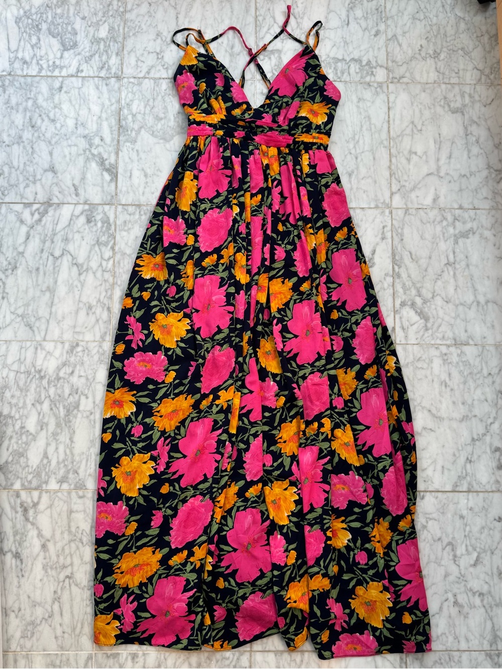 Lulu's Pink and Black Floral Dress